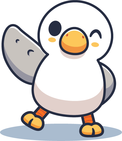 Start with Self seagull mascot waving hello